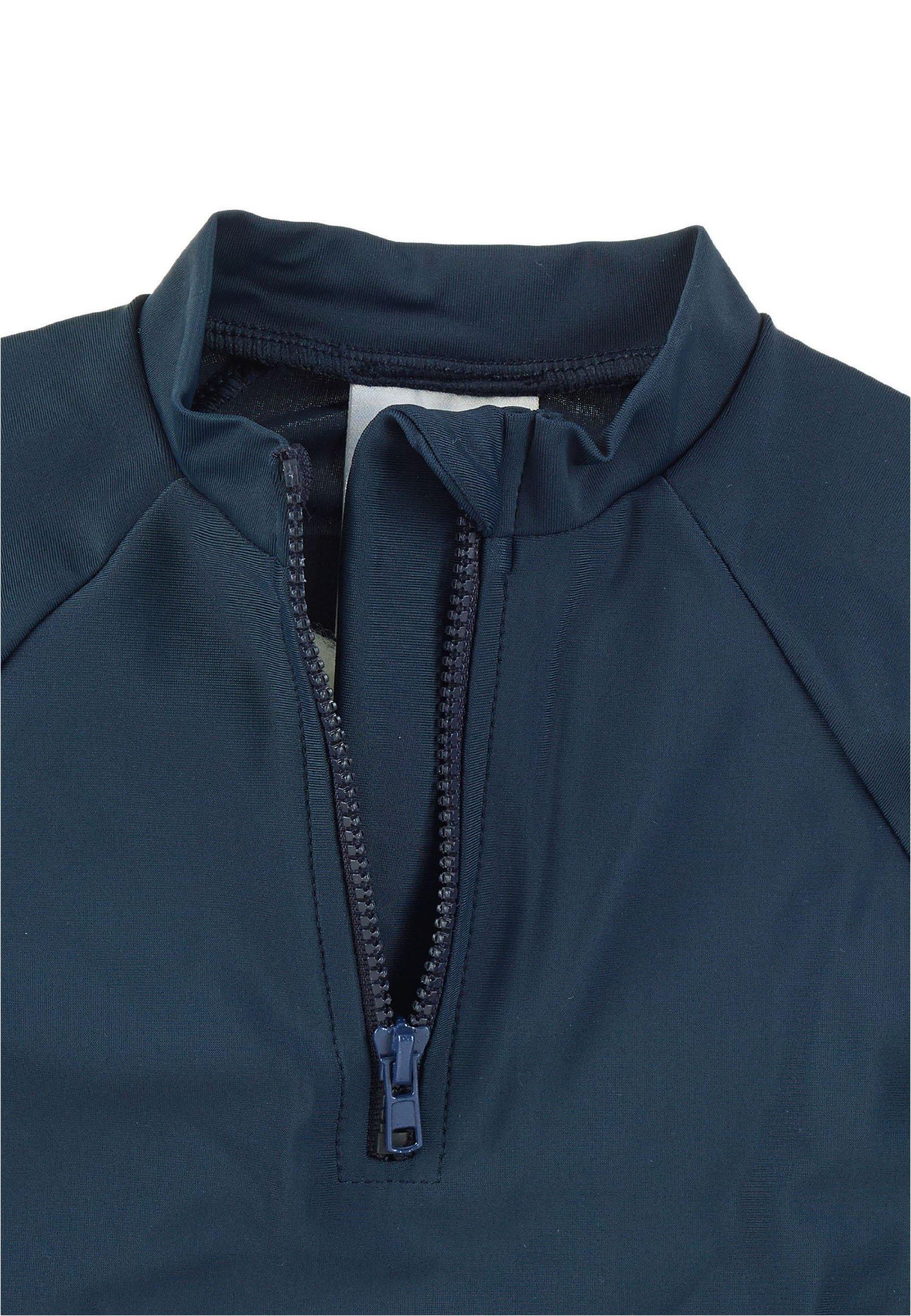 Langarm-Schwimmshirt uni in Blau, Marine, Magenta