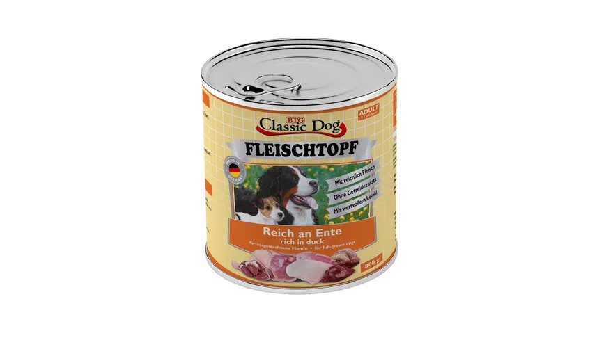 Classic Dog Hundenassfutter Dose Fleischtopf Adult Reich an Ente 800 g