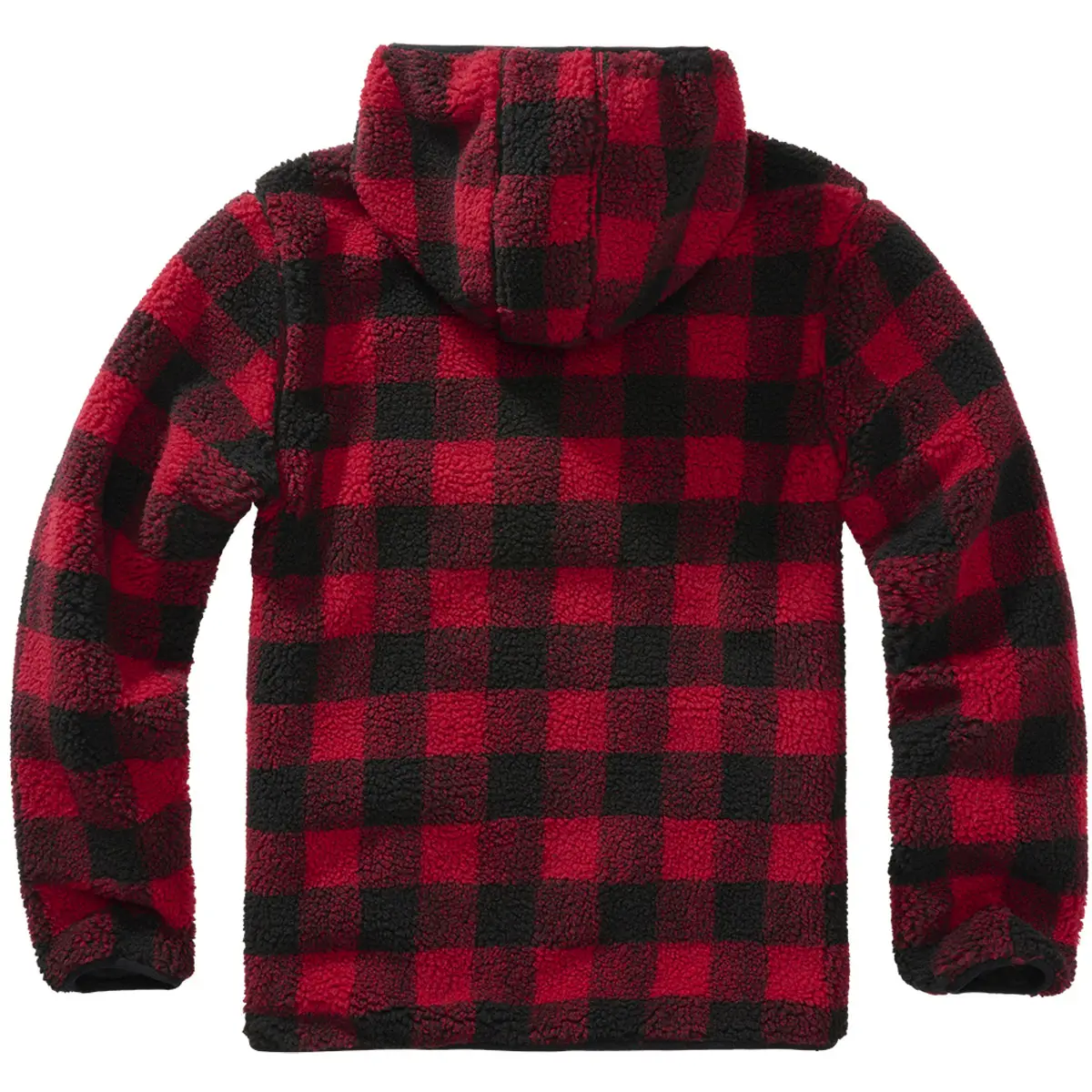 Teddyfleece Pullover mit Kapuze rot-schwarz