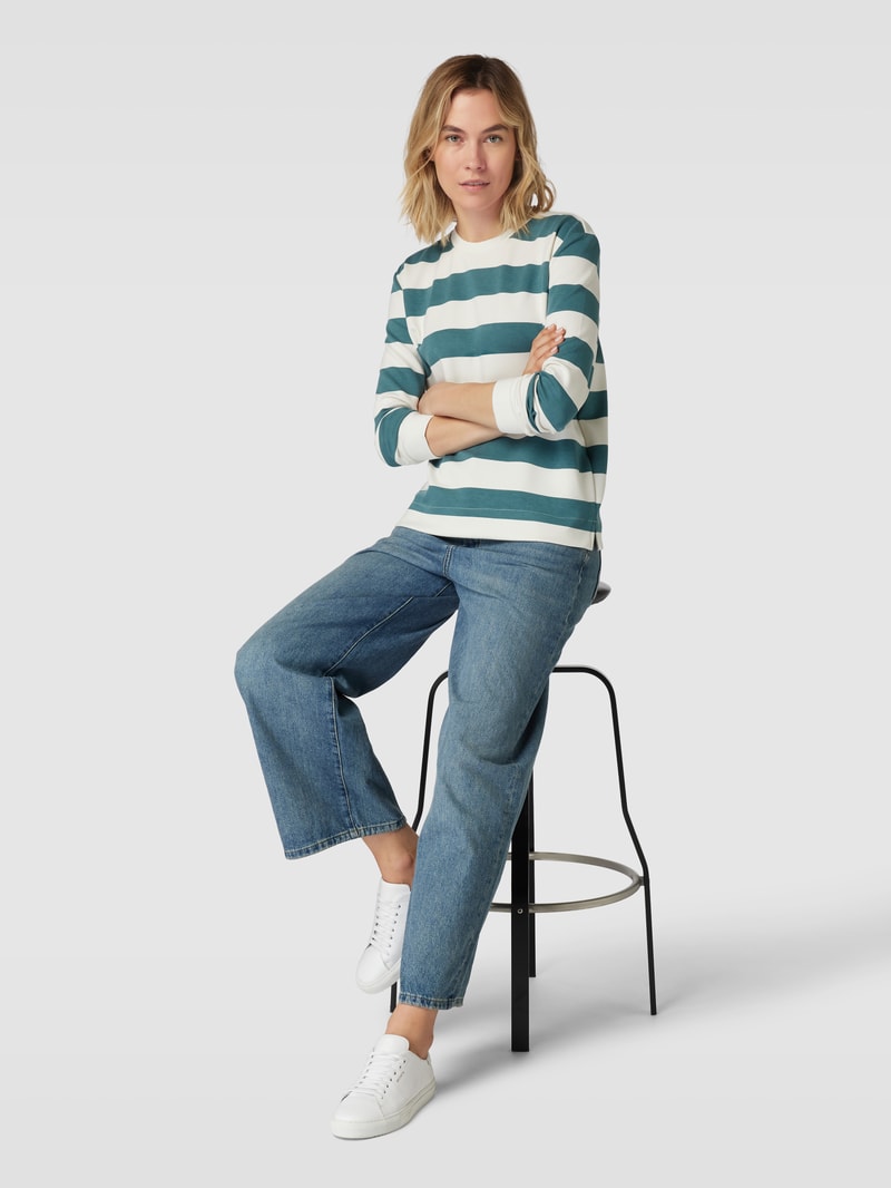 Pullover mit Streifenmuster in petrol