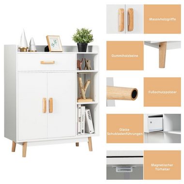 COSTWAY Kommode, mit Schublade&Fächern, aus Holz, stehend, 80x30x95cm, weiß