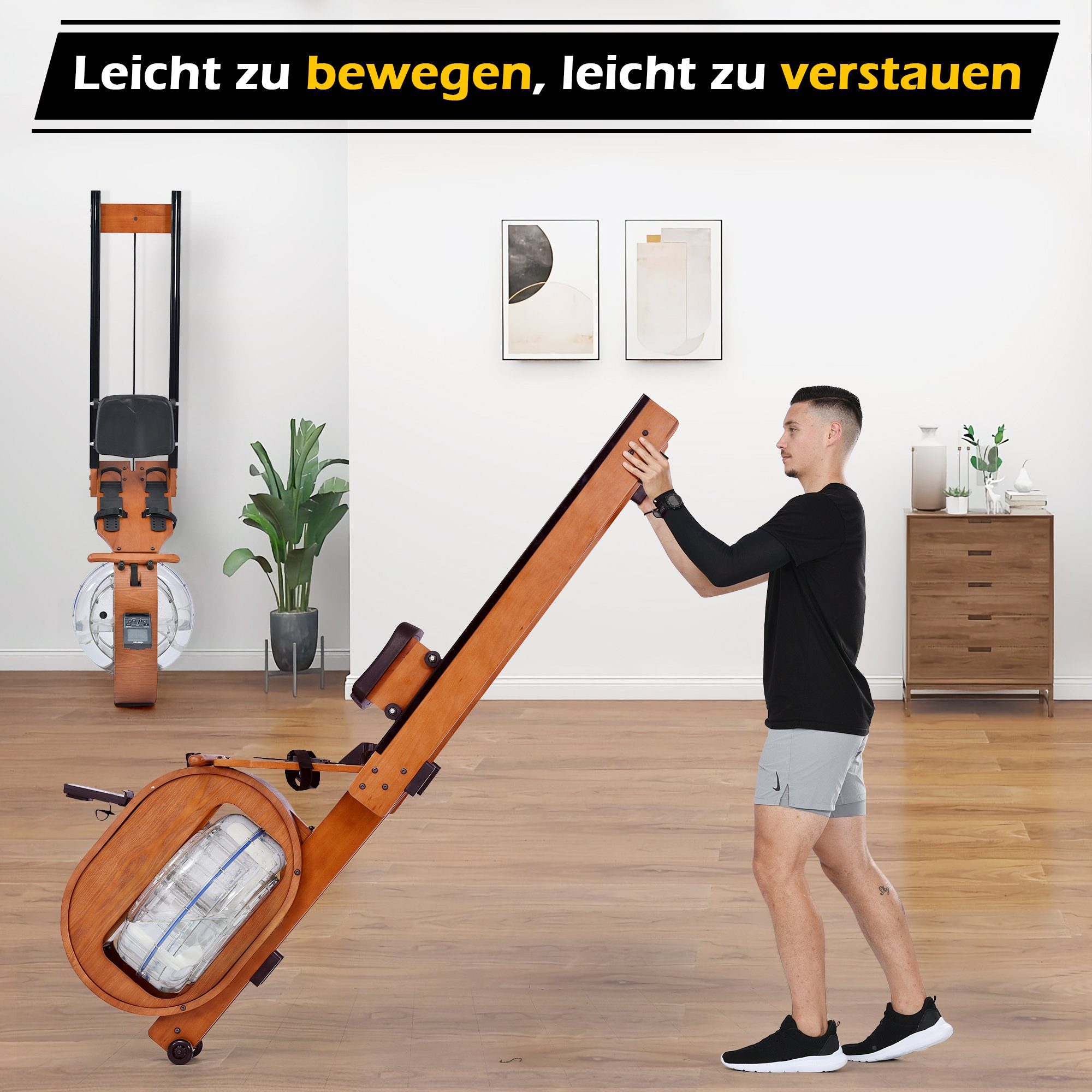 REDOM Rudergerät Wasser Rudergerät mit Wassertank LCD-Display Kinomap App für Zuhause (Rudermaschine, Ruderzugmaschine)