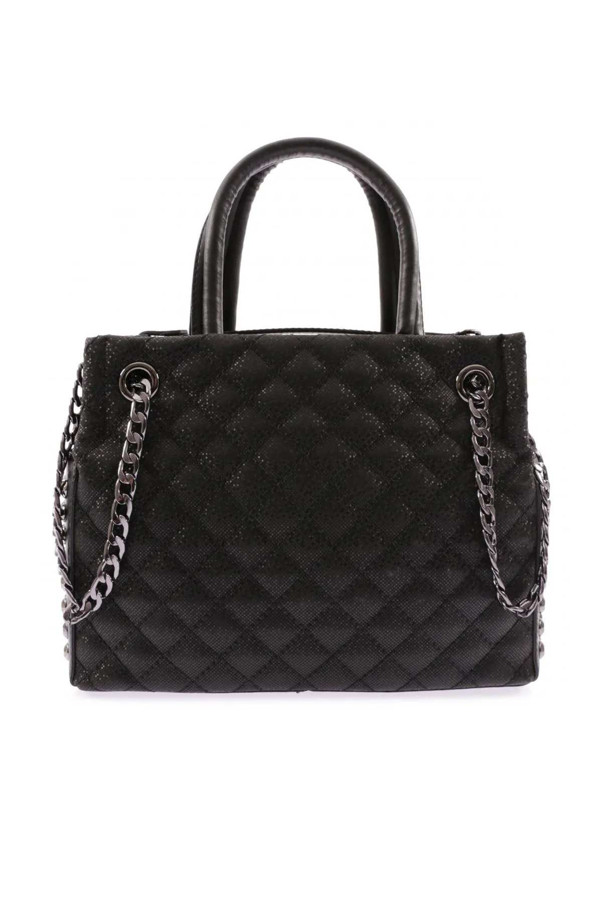 DGN  Schwarze Mosaiktasche für Damen, Modell 3240, mit Schulter- und Handfächern