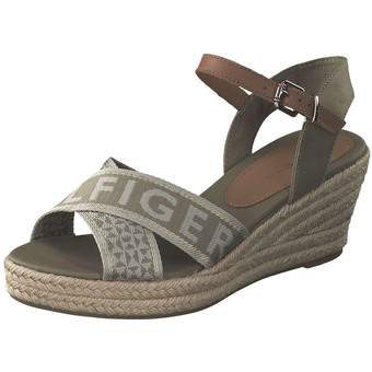 Tommy Hilfiger Webbing Low Wedge Sandal in grün