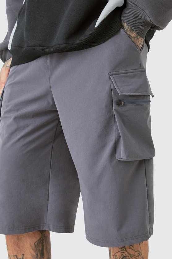 Tall lockere elastische Stretch Cargo-Shorts