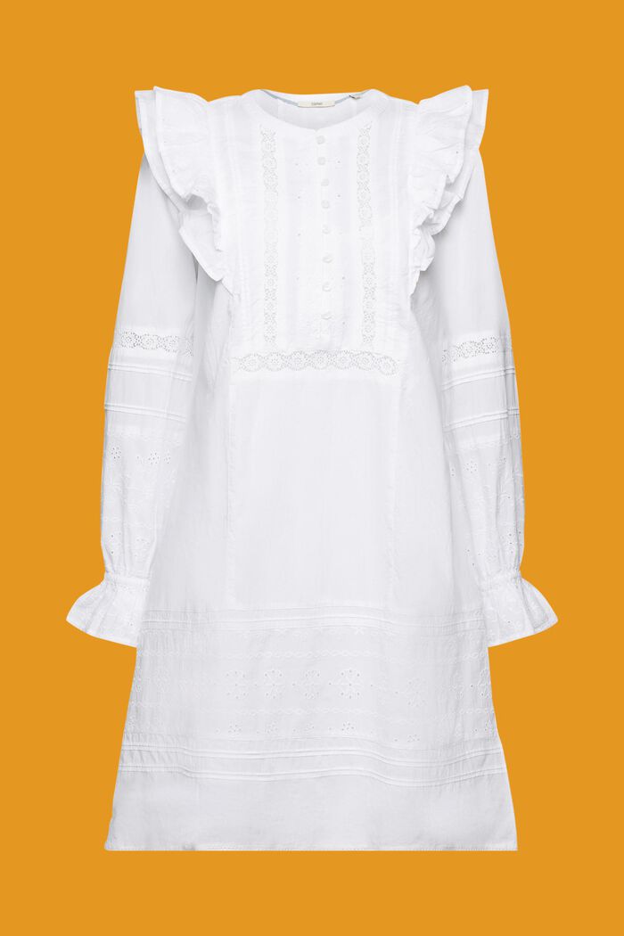 Knielanges Kleid aus Baumwolle mit Spitze