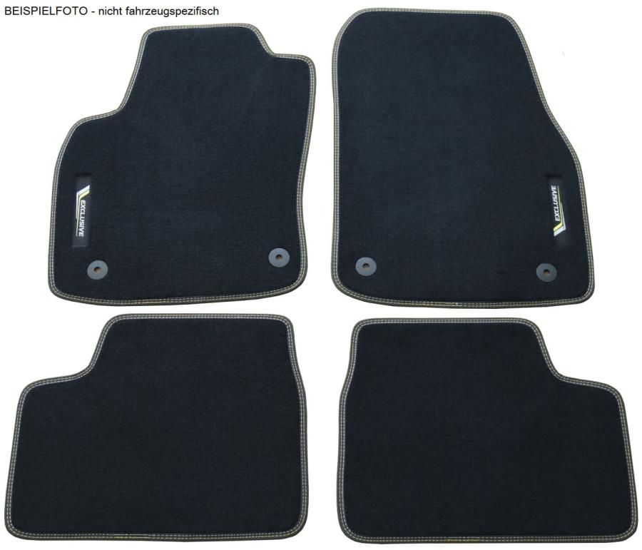 SCHÖNEK Passform Autoteppich 4-teiliges Set "Exclusive" mit Stick, Auto Textil Fußmatten aus Polyamid Tuft für Opel Corsa D Baujahr 2006 bis 2014 - ATU
