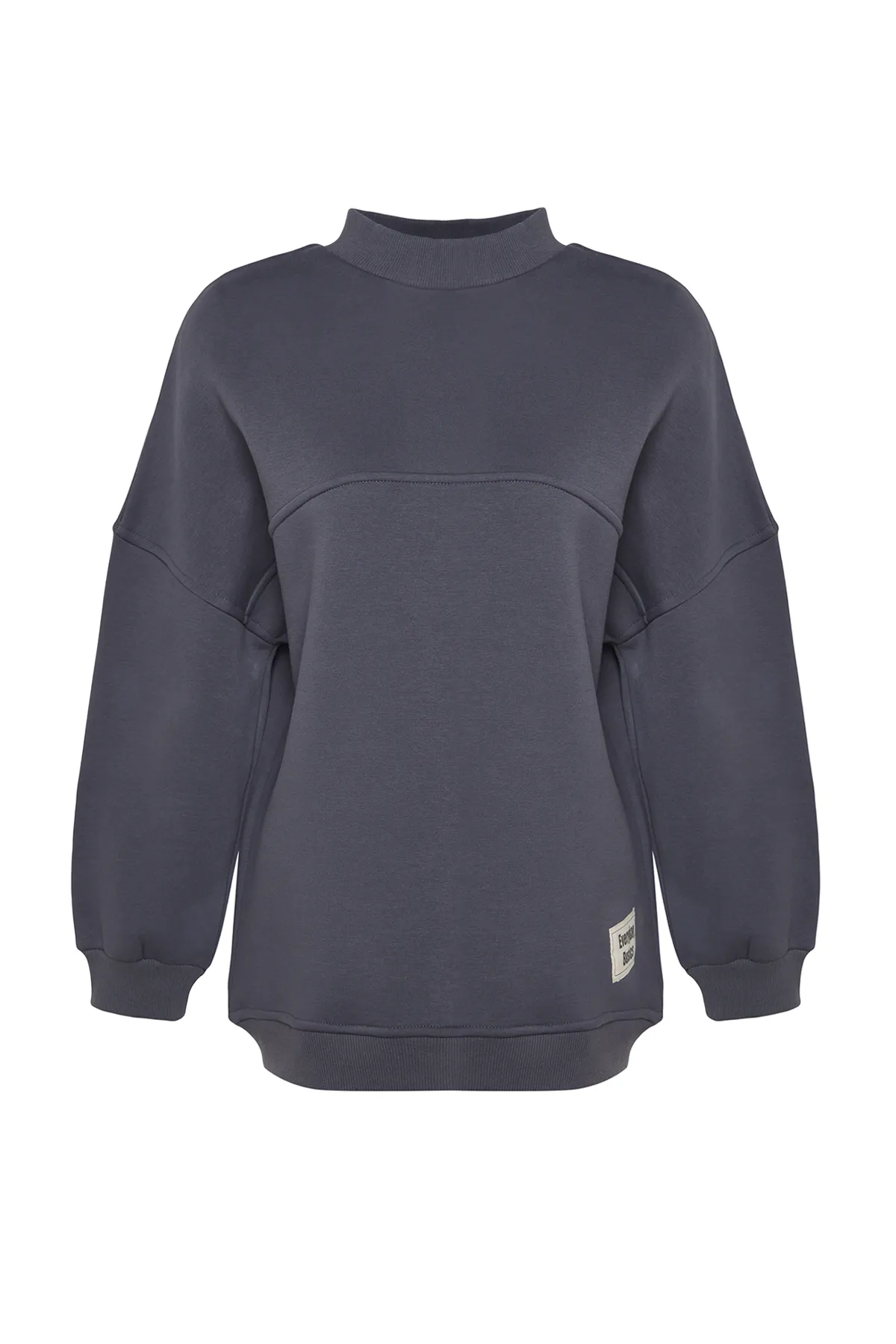 Trendyol Modest  Anthrazitfarbenes, übergroßes gestricktes Fuzzy-Sweatshirt TCTAW24TW00022