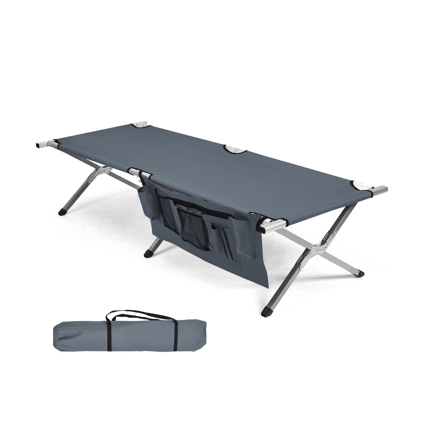 COSTWAY Feldbett Campingbett klappbar, mit Seitentasche, 130kg belastbar