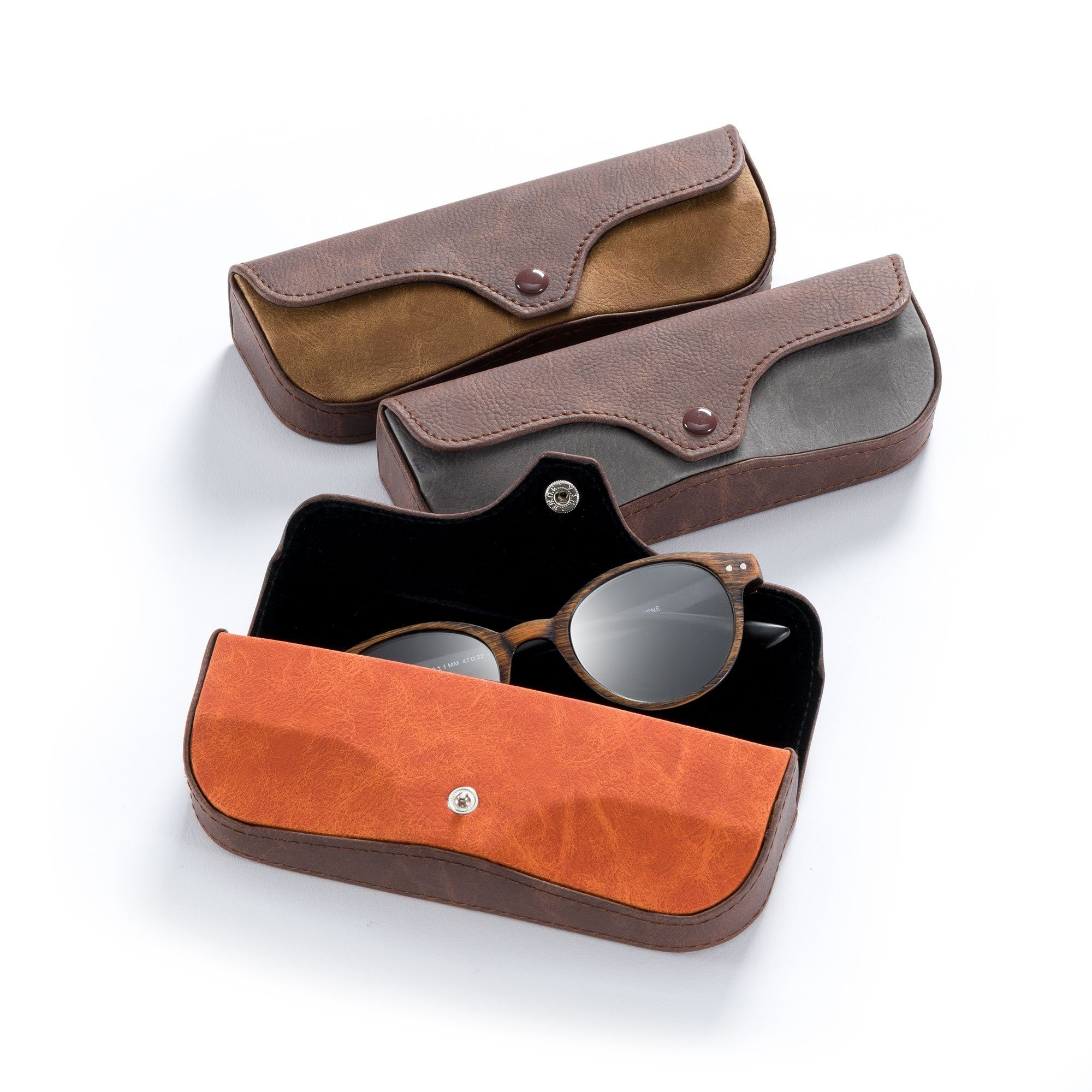 FEFI Brillenetui Hardcase im 2-Farb Leder-Look, inklusive Mikrofasertuch