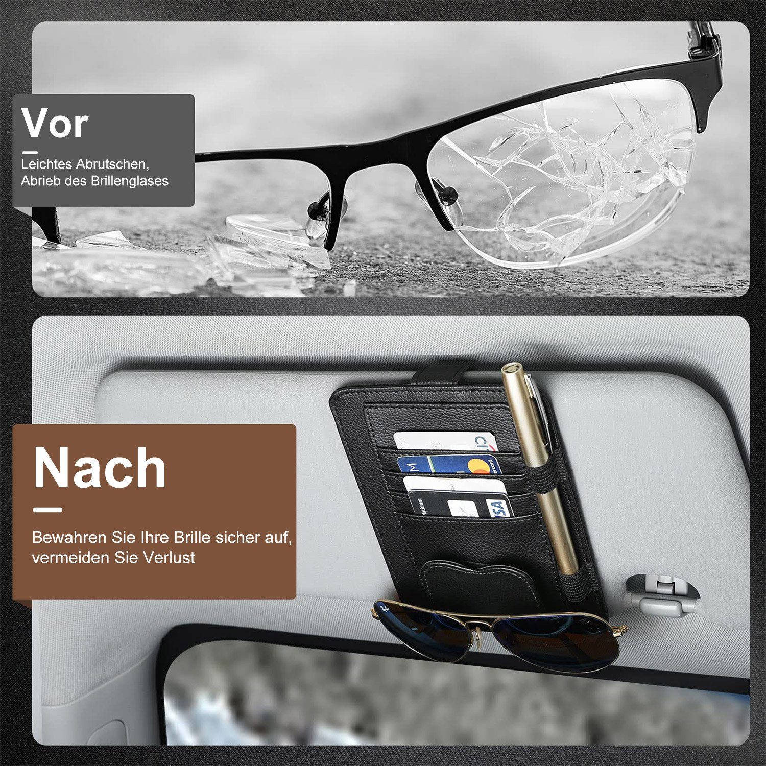 MAGICSHE Brillenetui Auto Aufbewahrung, Sonnenbrillenhalter Brillenhalter 1 PC