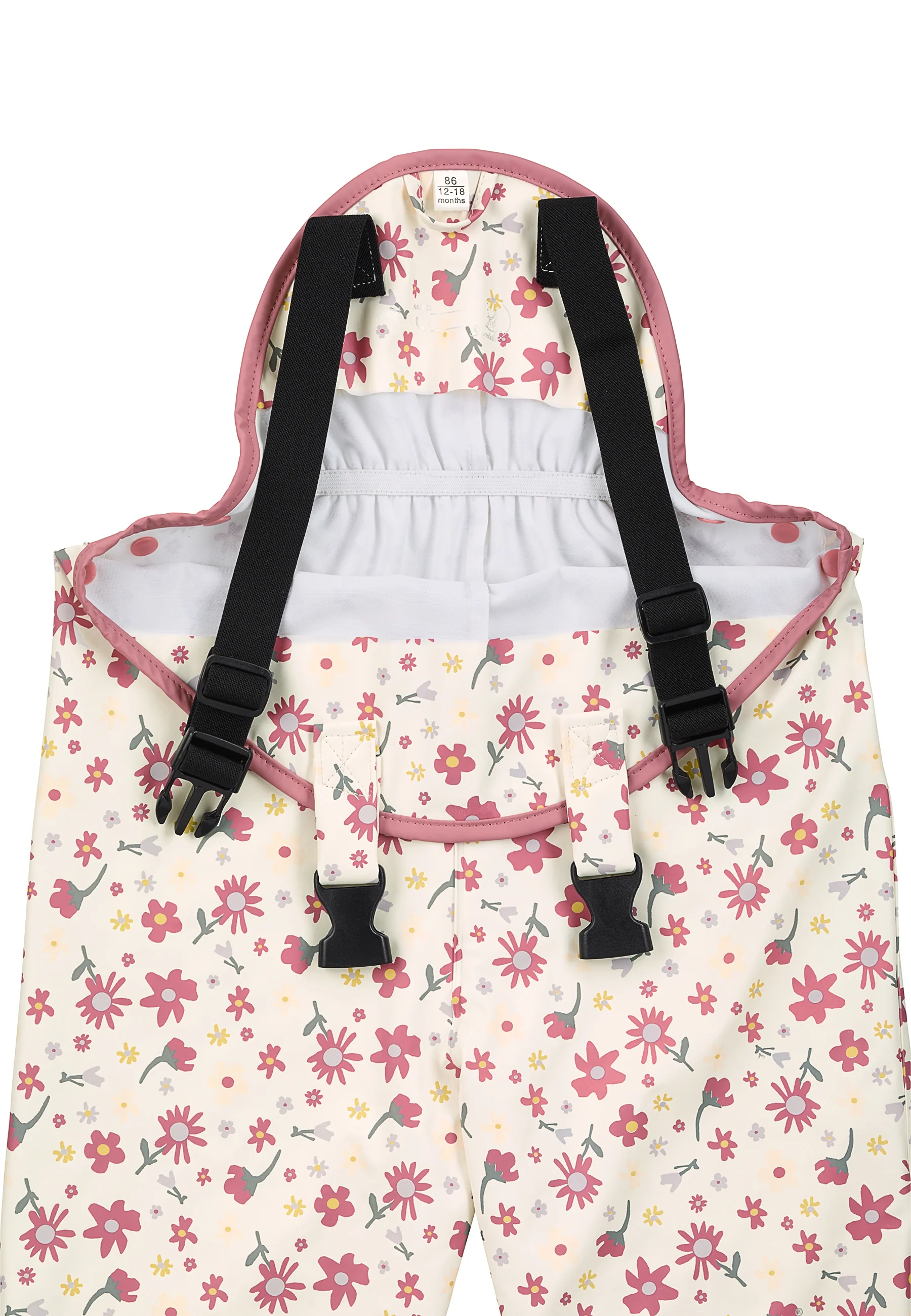 Regenträgerhose Blumen ungefüttert mit Reflektoren