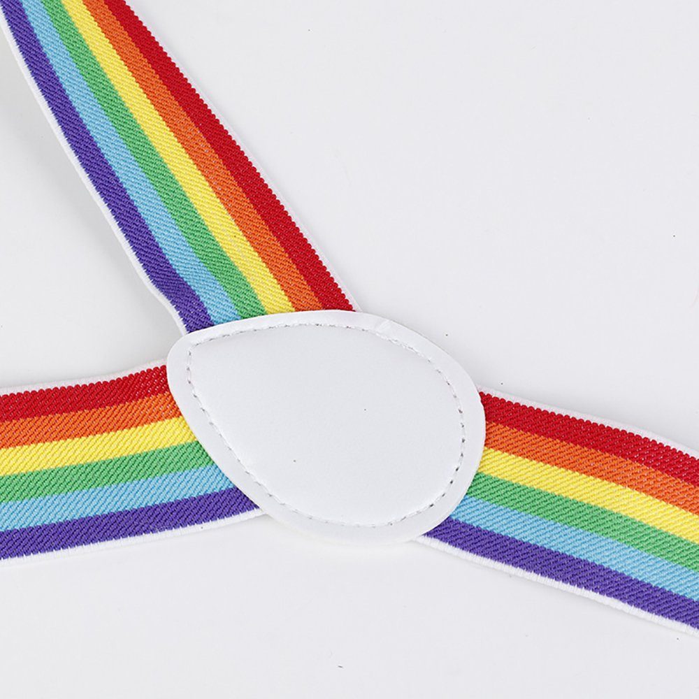SCOBELT Hosenträger Hosenträger (Regenbogen) (Y-Rücken-Stil verstellbar elastisch mit Metallclips, für Pride, Sommer und Festival Cosplay Party)