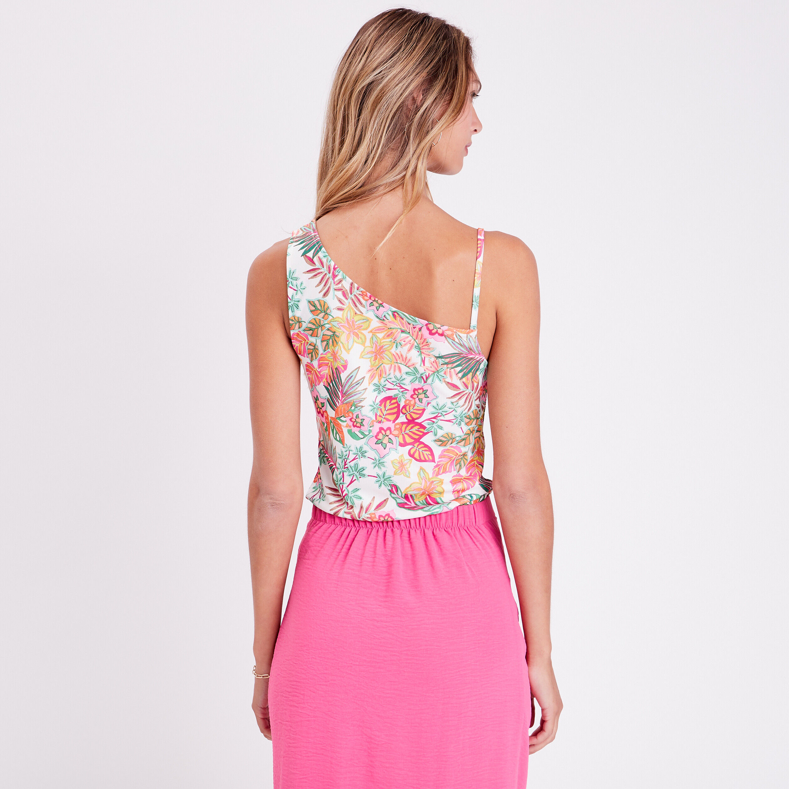 Débardeur asymétrique blanc femme | Cache Cache