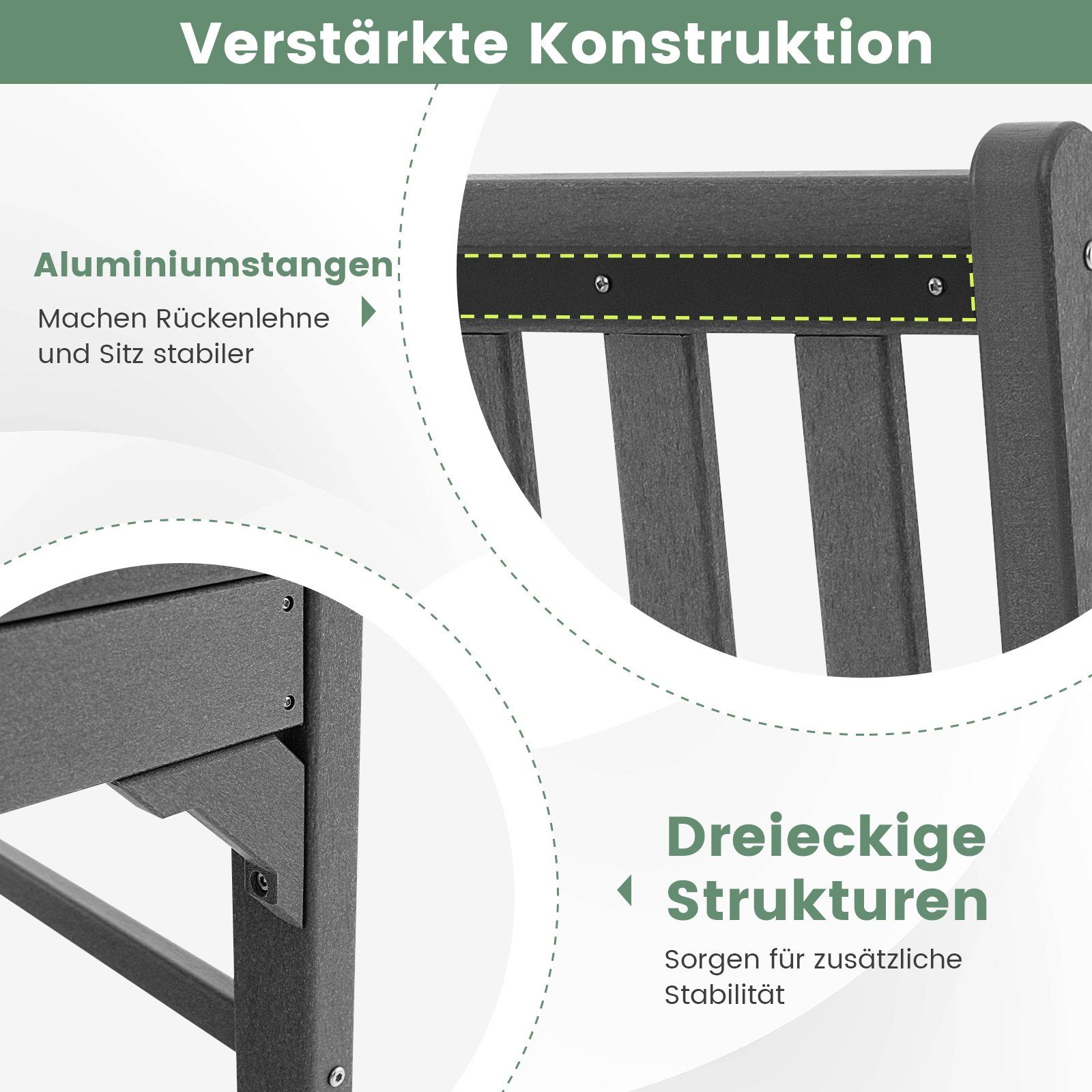 COSTWAY Gartenbank 2-Sitzer Sitzbank, 126 x 60 x 90 cm, bis 320kg