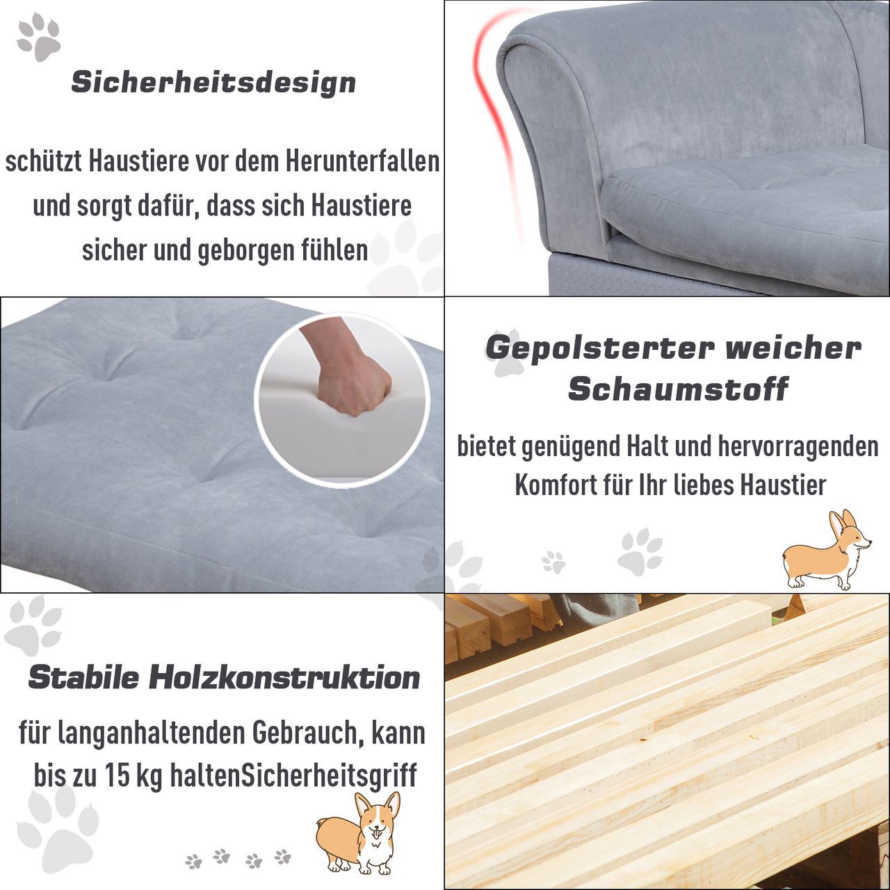 PawHut Haustiersofa Hundebett Hundematte Hundesofa mit Lagerraum Matte