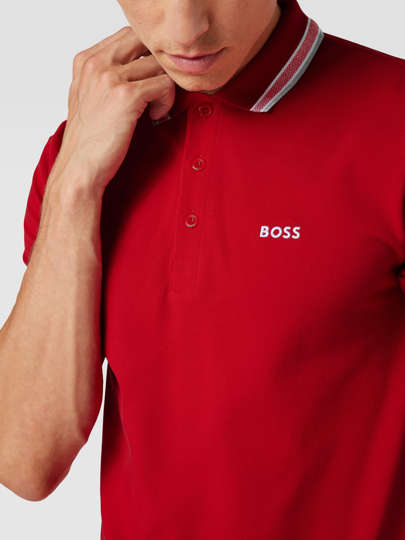 Regular Fit Poloshirt mit Label-Stitching Modell 'Paddy' in dunkelrot