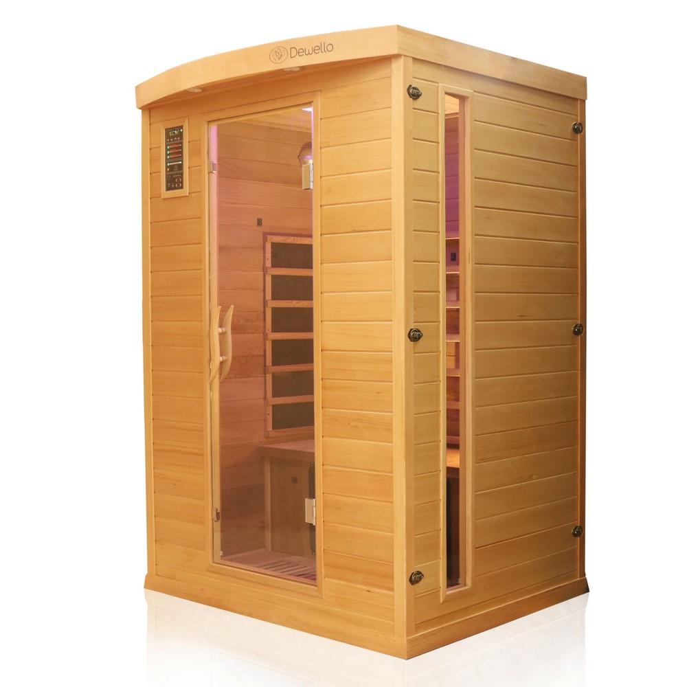 Dewello Infrarotkabine Infrarotsauna PIERSON PRO 135cm x105cm x 190cm Hemlock/ Zeder Duo-Strahler