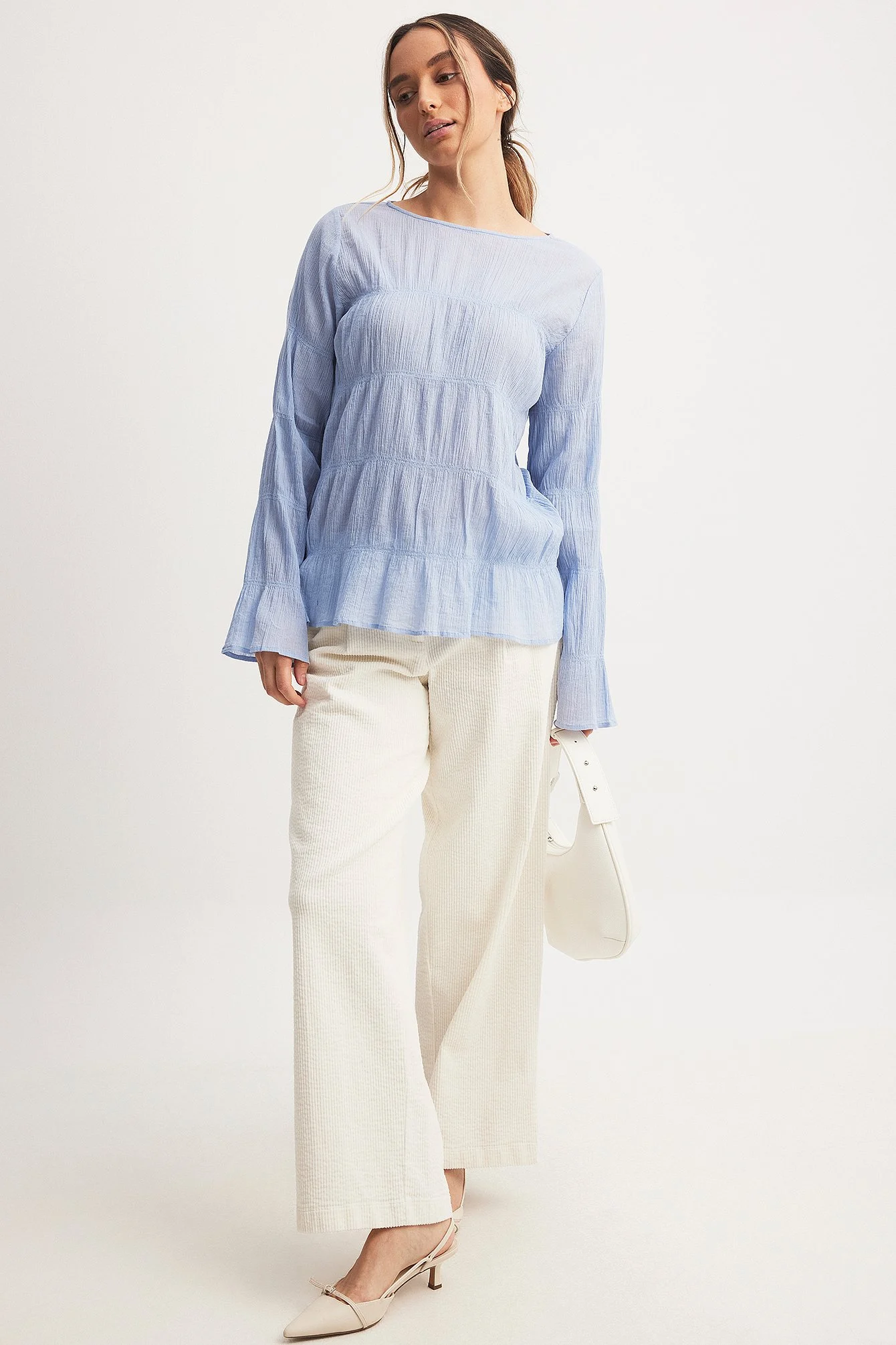 Langärmlige Bluse mit gesmoktem Detail