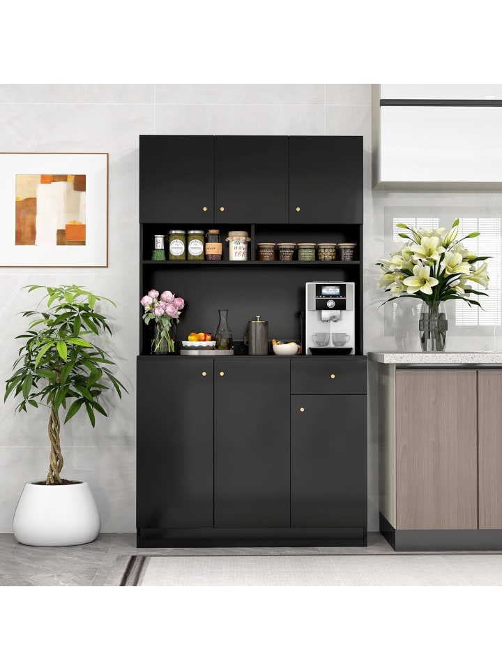 COSTWAY Küchenschrank Holz 100x40x181cm in Schwarz günstig kaufen onesize