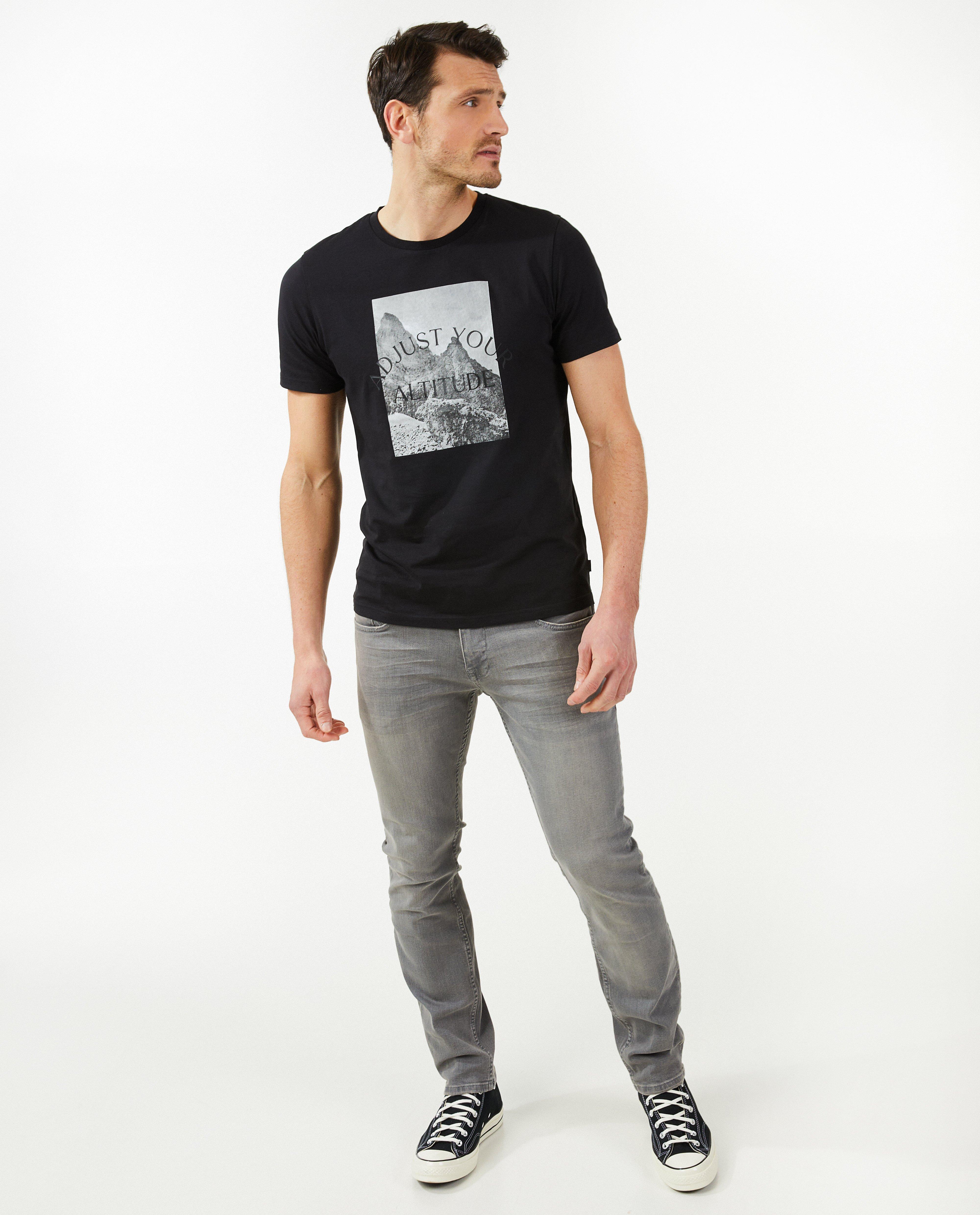 Quarterback világos szürke, slim fit farmer Smith sötétszürke