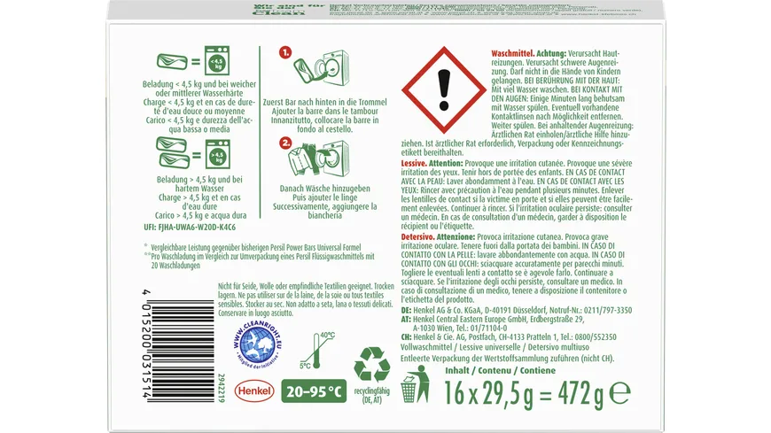Persil Universal Power Bars Vollwaschmittel 472 g