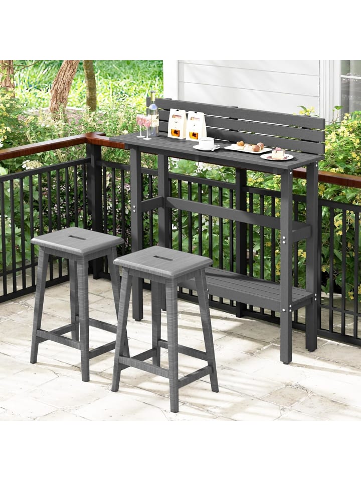 COSTWAY Bartisch Outdoor 122x39x136cm in Grau günstig kaufen onesize
