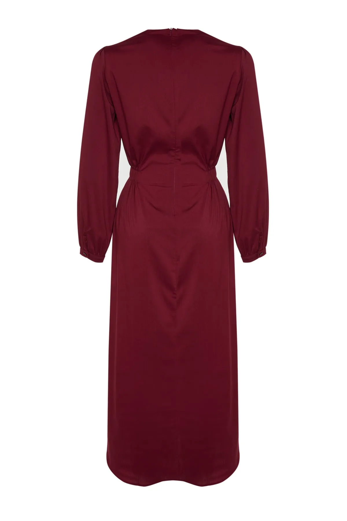 Trendyol Modest  Burgunderrotes gewebtes Kleid mit Taillendetail TCTAW24EB00093