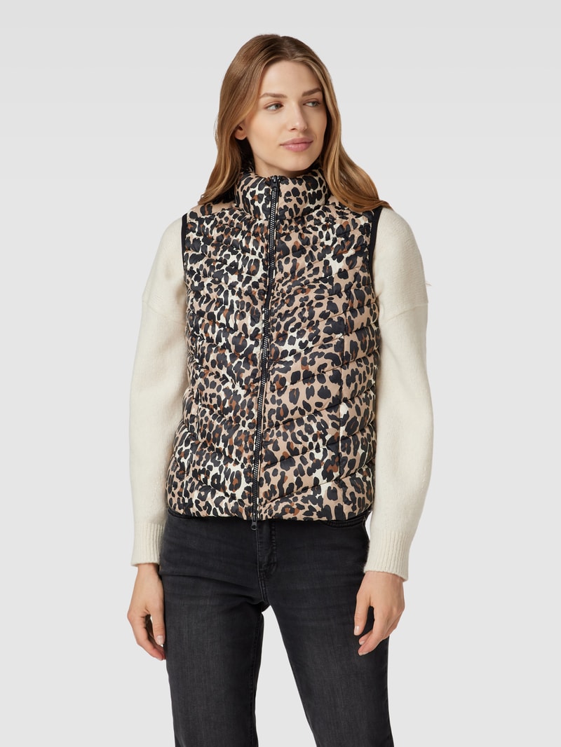 Steppweste mit Animal-Print in schwarz