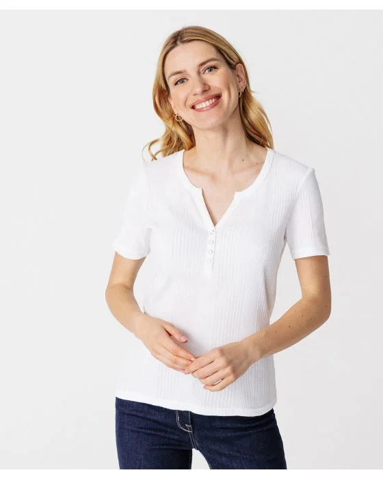 Tee-shirt pur coton côtes placées