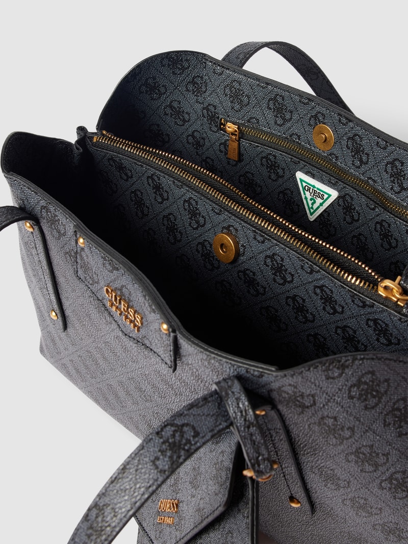 Shopper mit Allover-Logo Modell 'BRENTON' in schwarz