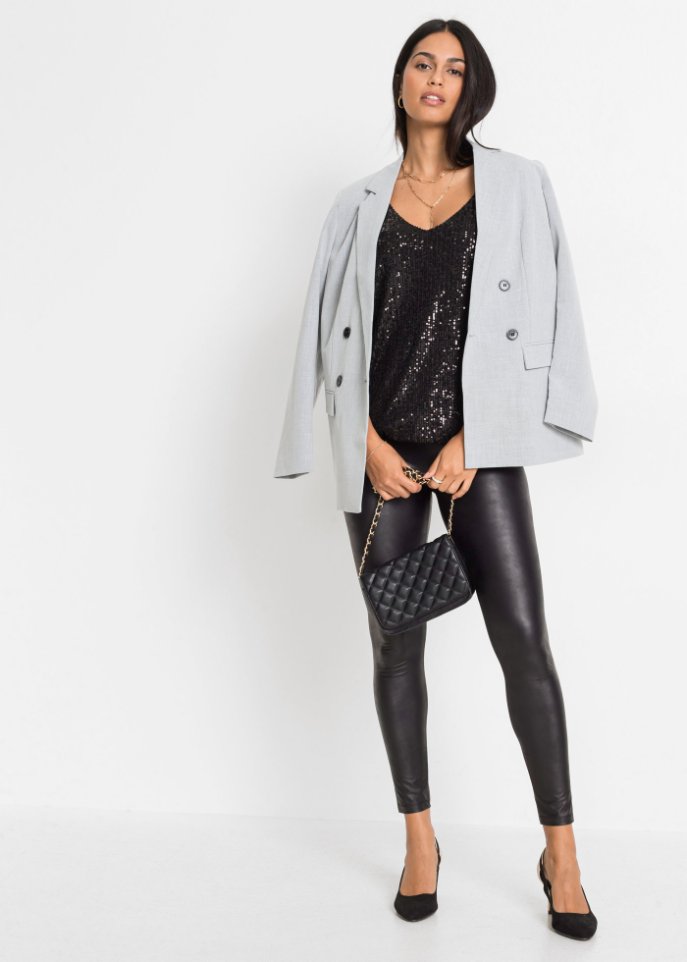 Jersey-Top mit Pailletten