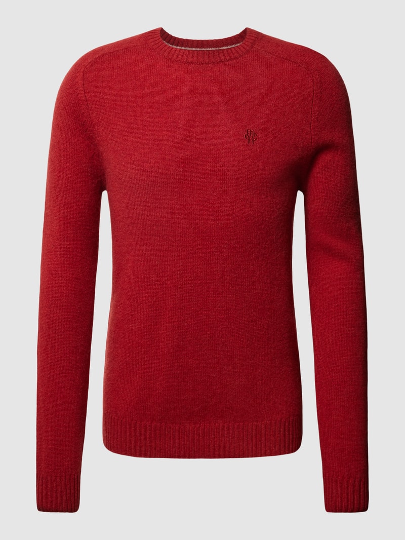 Strickpullover aus Lammwolle Modell 'TANGUY' in kirschrot meliert