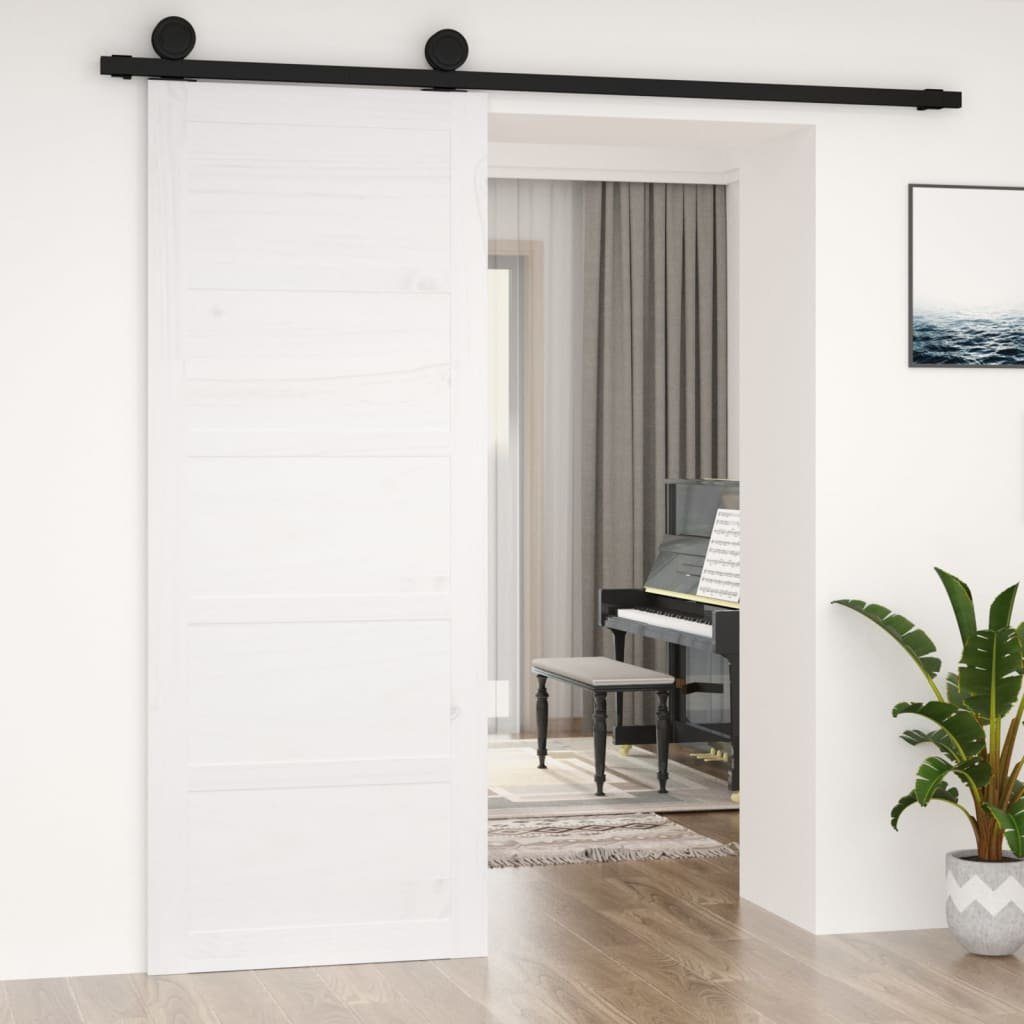 vidaXL Schiebetür Scheunentür Weiß 80x1,8x204,5 cm Massivholz Kiefer (1-St)