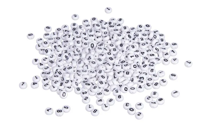 Rayher Plastik-Zahlen-Perlen 6mm ø weiss 40 g