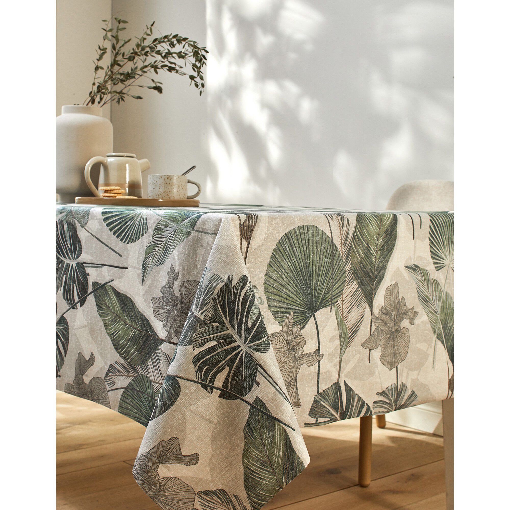 Nappe tissu enduit imprimé végétal