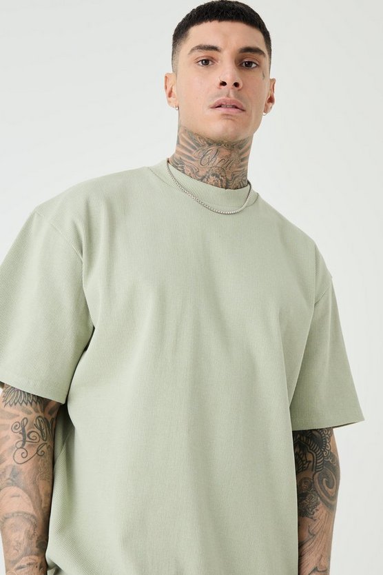 Tall kurzärmliges geripptes Oversize Sweatshirt
