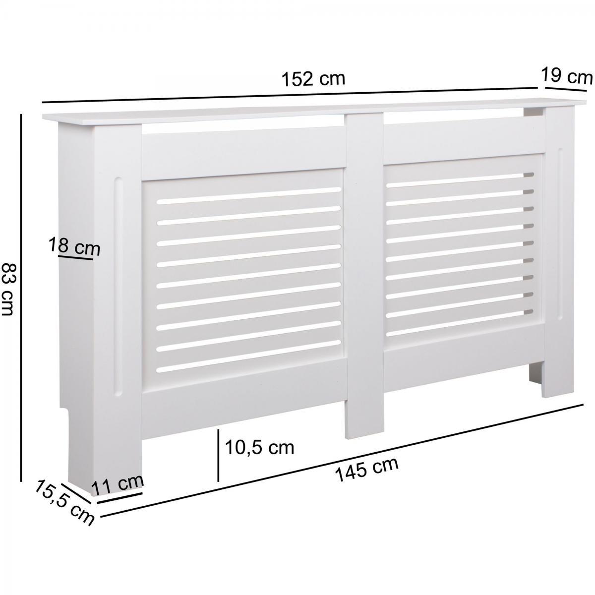 Wohnling Design Heizkörperverkleidung Weiß 152x83x19 cm