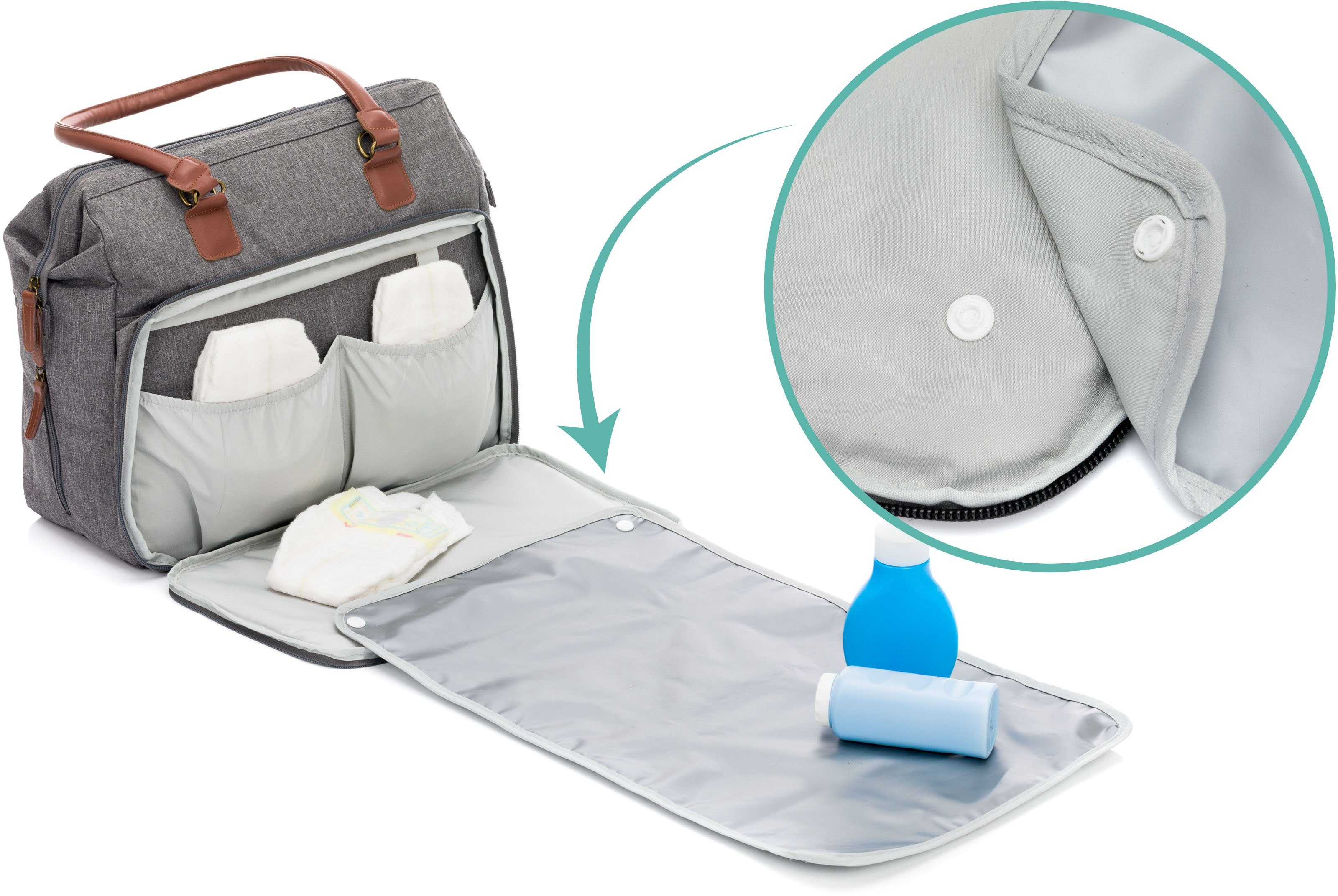 Fillikid Wickeltasche Oxford, grau melange, mit Wickelunterlage