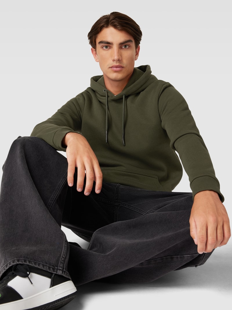 Hoodie in melierter Optik Modell 'CERES' in olivgrün