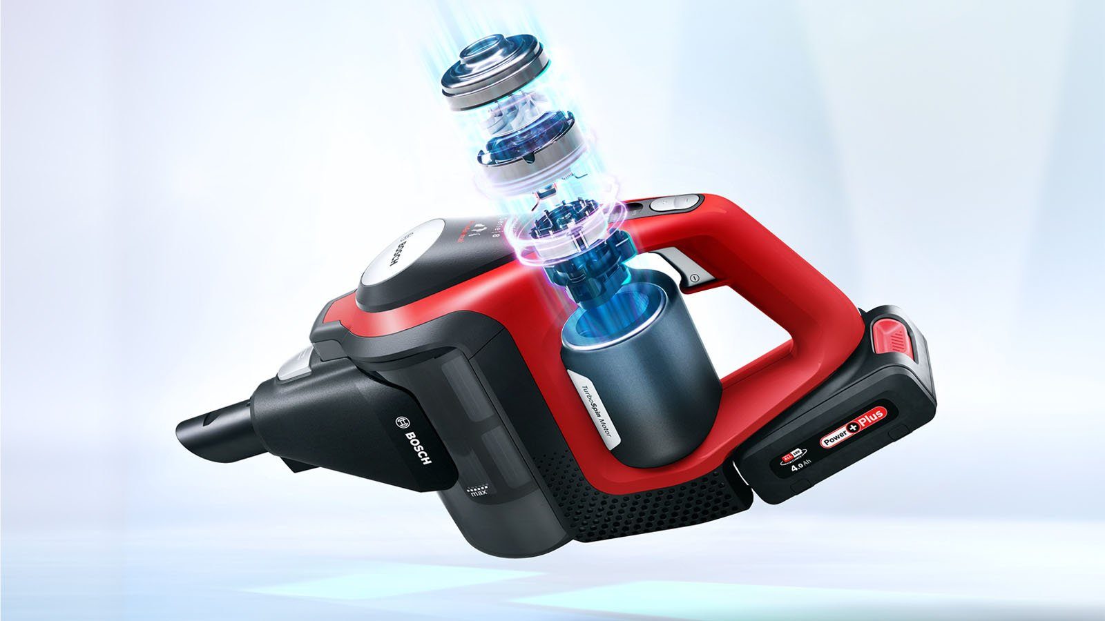 BOSCH Akku-Stielstaubsauger BCS8224PET Unlimited Serie 8 Gen2, beutellos, Ideal für Haustierbesitzer, rot/schwarz