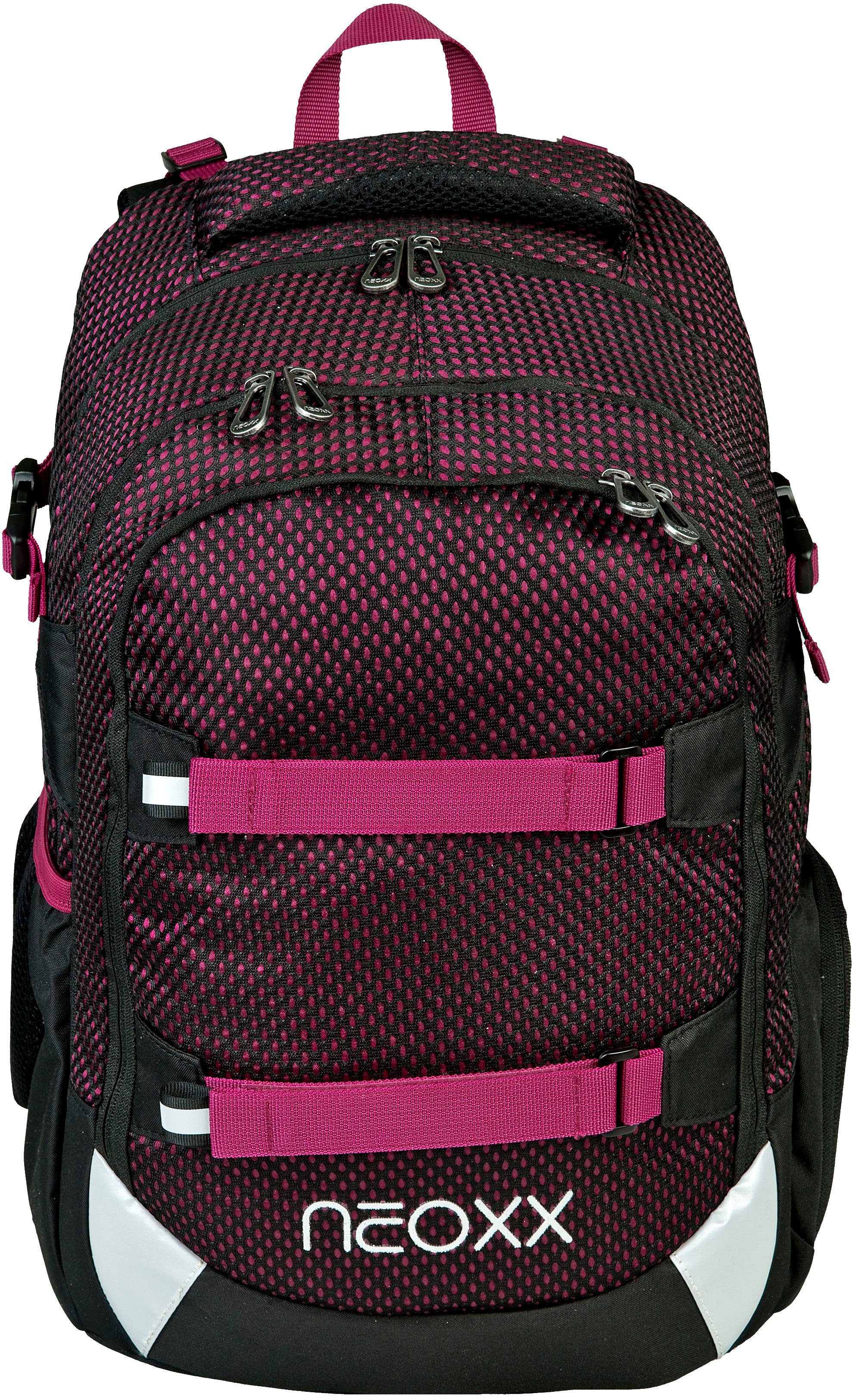 neoxx Schulrucksack Active, Crazy in Mesh, aus recycelten PET-Flaschen