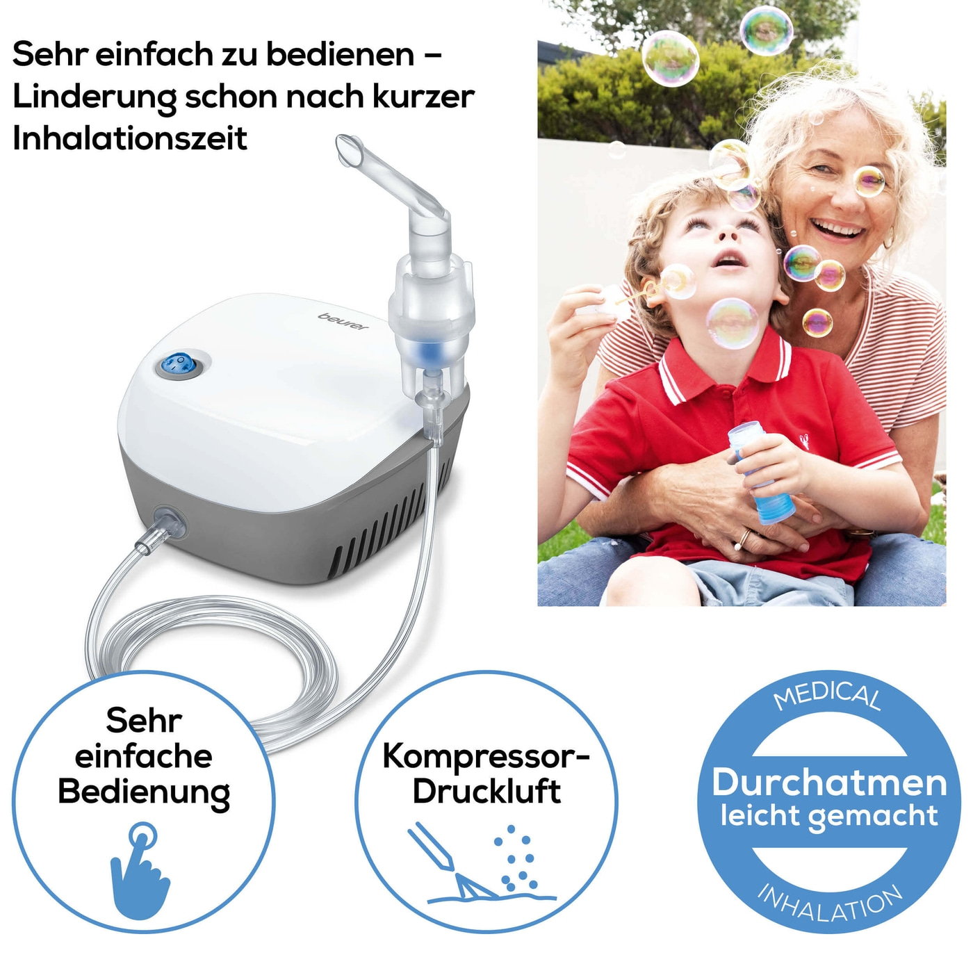 Beurer Inhalator IH 18-Ideal bei Erkältung, Asthma und Atemwegserkrankungen
