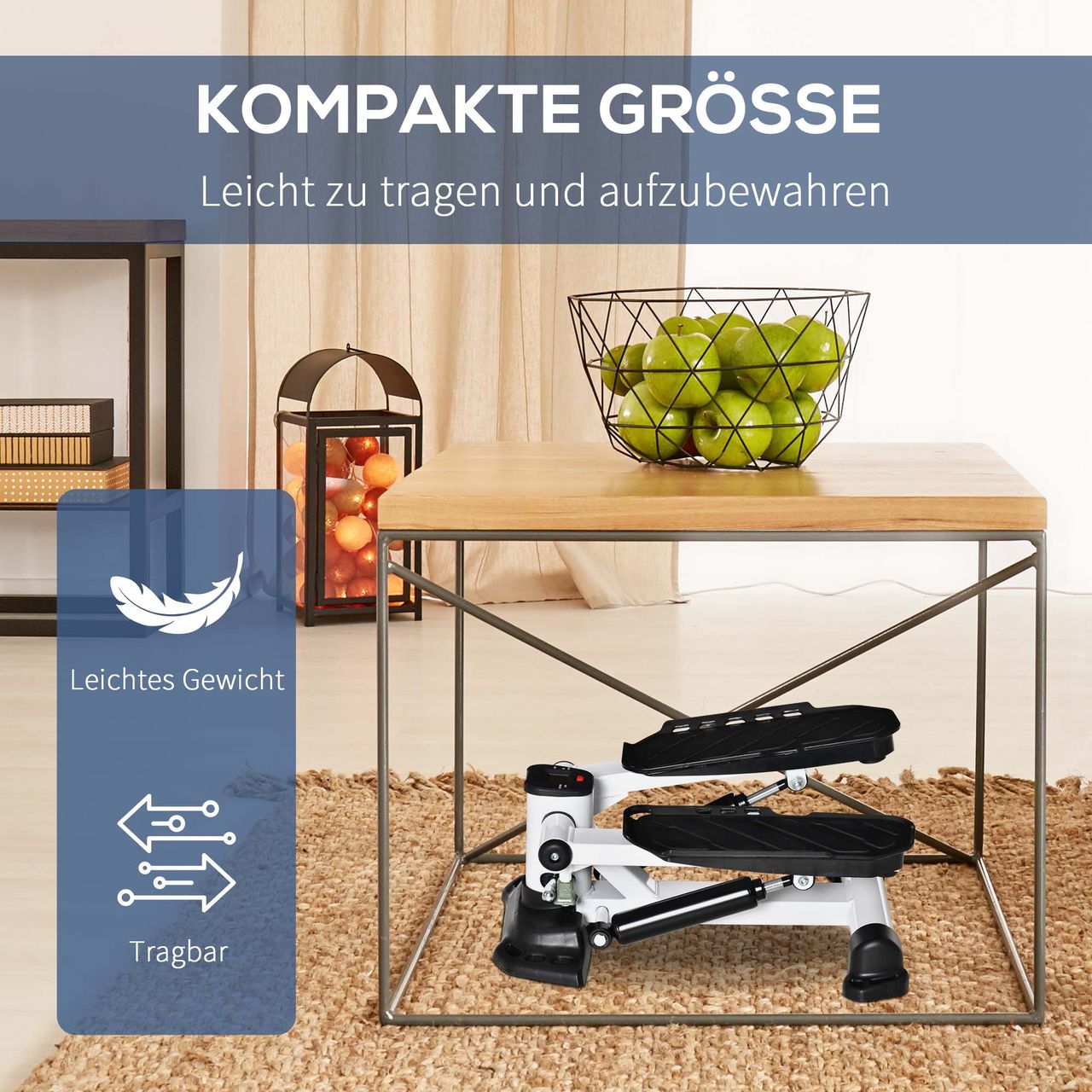 HOMCOM Mini Stepper Minifahrrad Metall ABS Weiß Schwarz