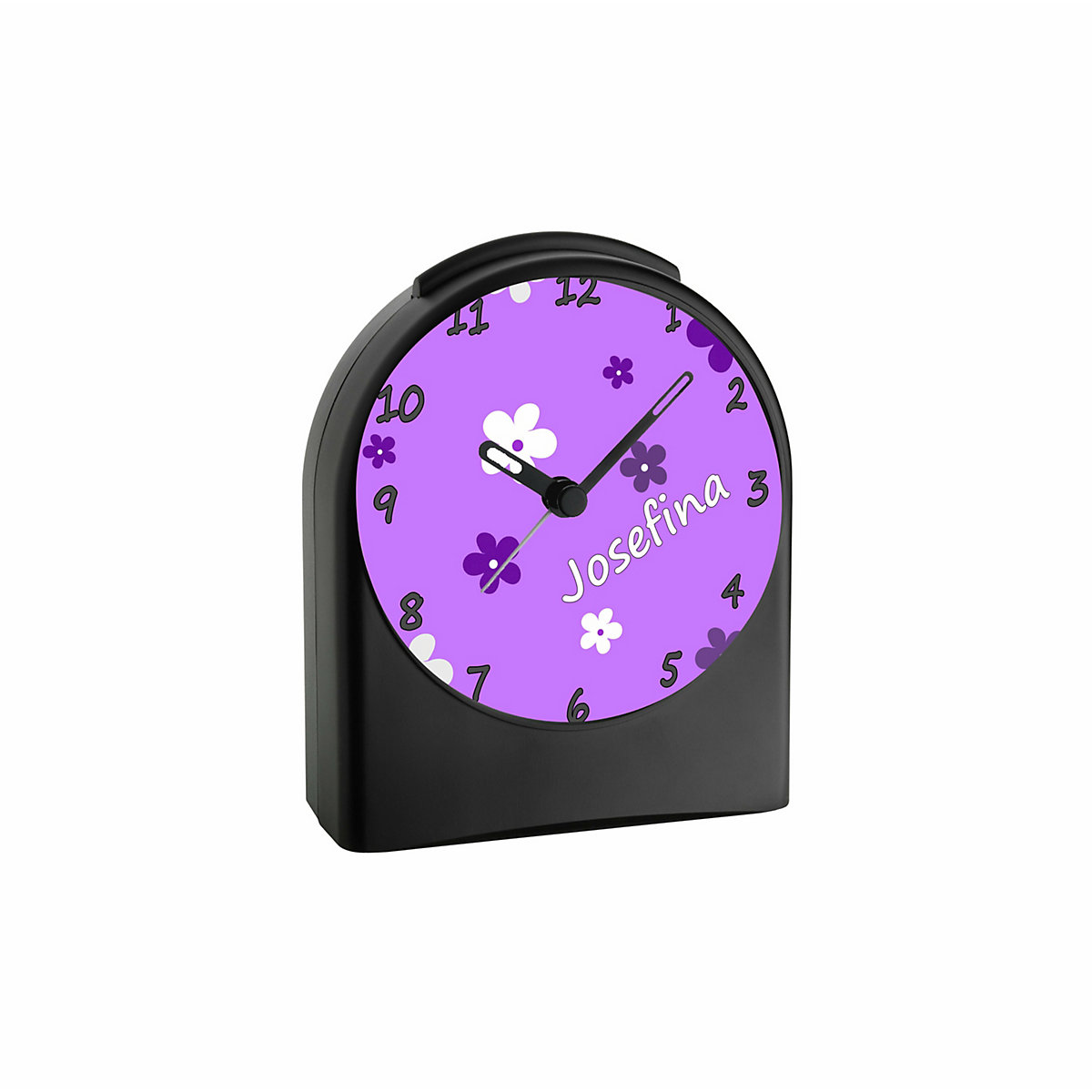 Kinder Funkwecker personalisiert mit Namen Blume Atom-/Funkuhr, 12-Stunden-Anzeigeformat, Schlummerfunktion, Nachtlicht, Geräuschlos/Ohne Ticken