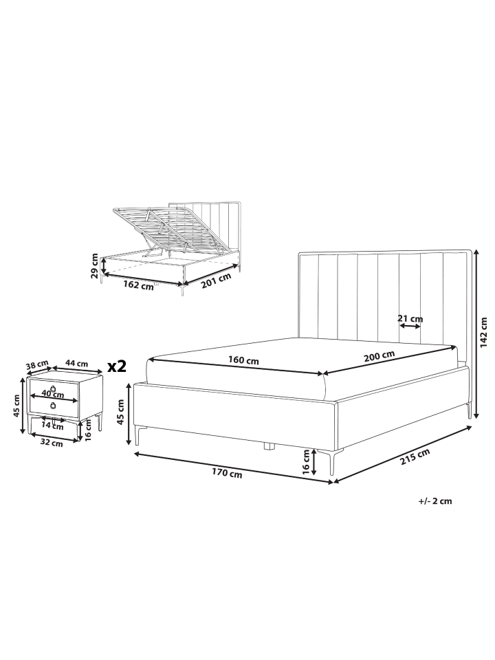 Beliani Schlafzimmer Set SEZANNE in Grün/Schwarz günstig kaufen onesize