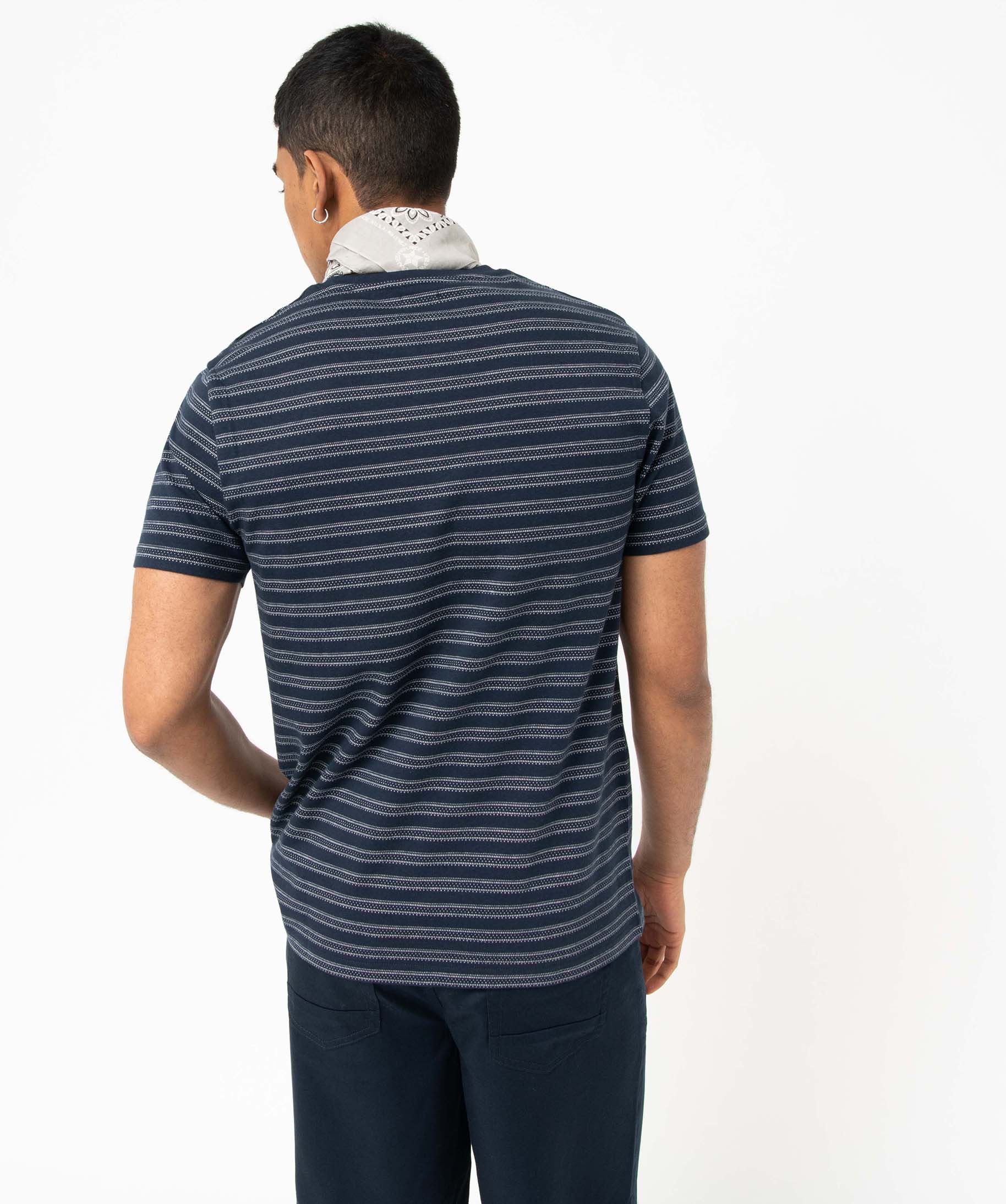 Tee-shirt homme à manches courtes et rayures fantaisie raye | GEMO