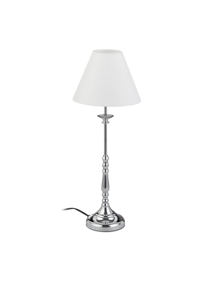 relaxdays Tischlampe in Silber/Weiß - (H)55 x Ø21 cm günstig kaufen onesize
