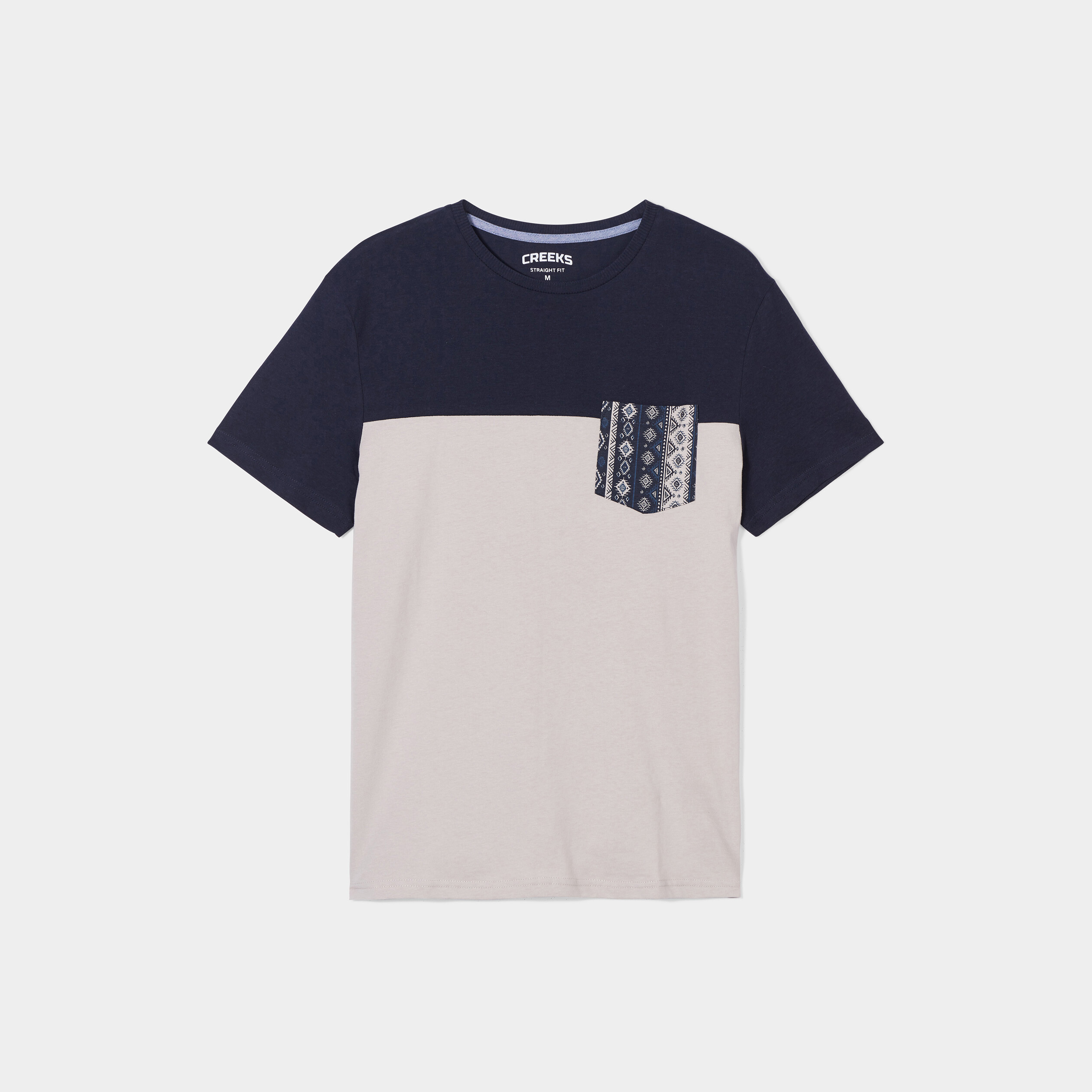 T-shirt droit 1 poche en coton Creeks bleu foncé homme | La Halle