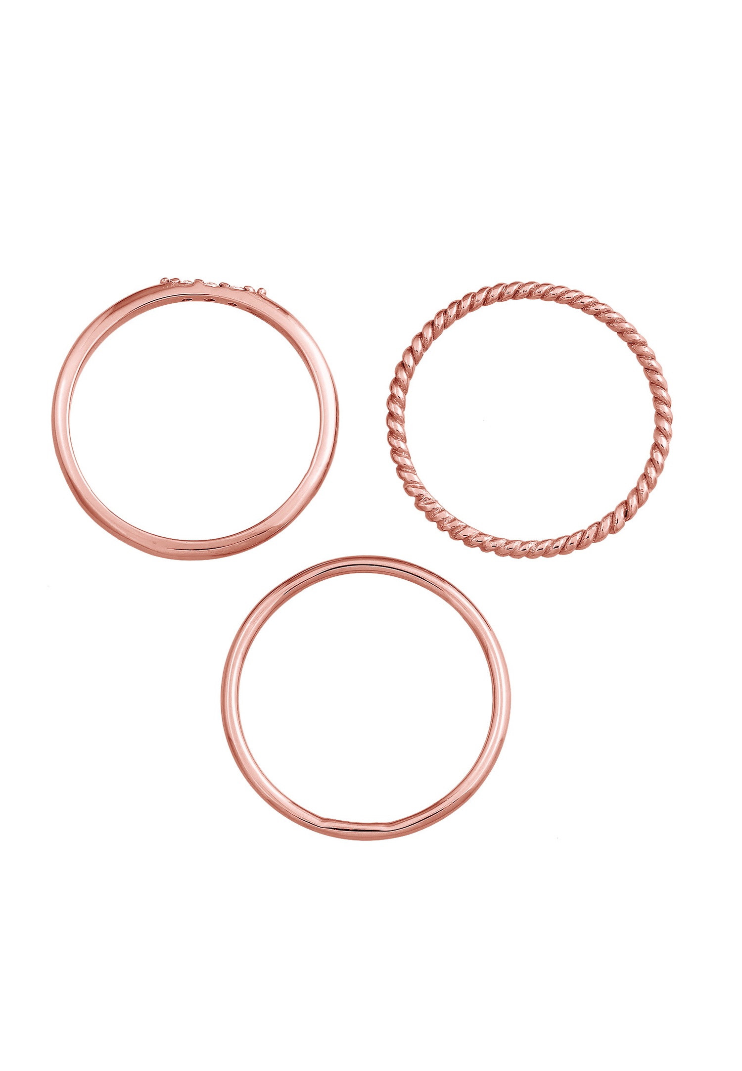 Ensemble de bijoux empilables basiques Elli pour femme, 3 pièces, avec cristaux de zircone cubique en argent sterling 925